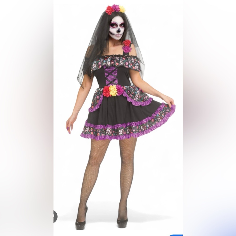 Fun world Sugar Skull Ghost face adult costume. NWT various sizes(g)